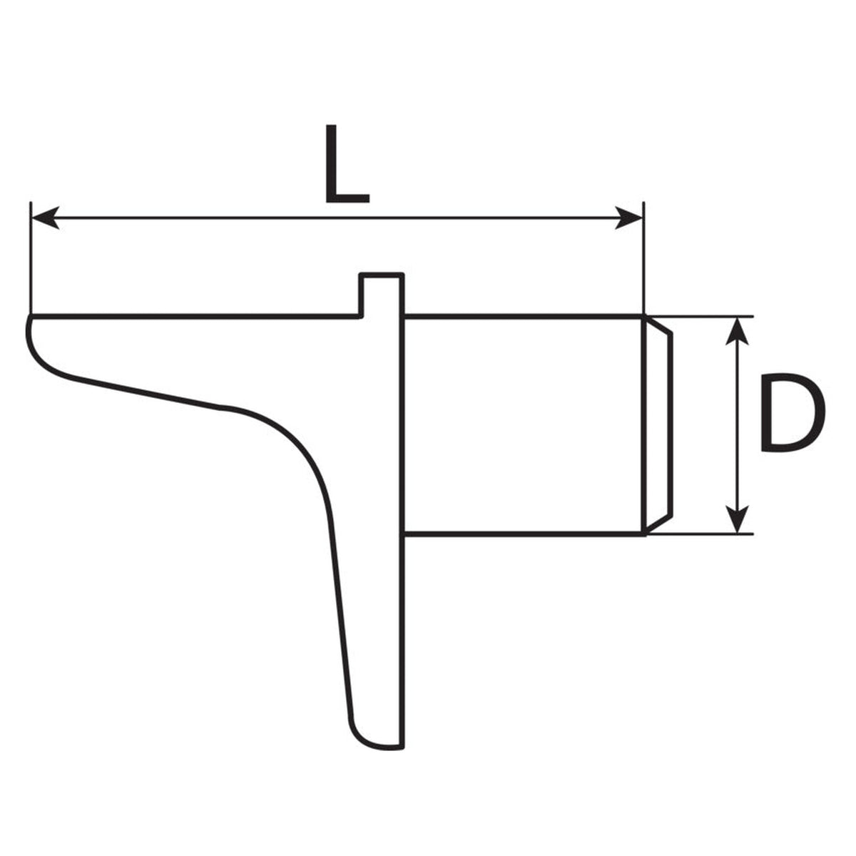 Bodenträger mit Zapfen und Winkel, Stahl vernickelt, 6 mm: Produktansicht