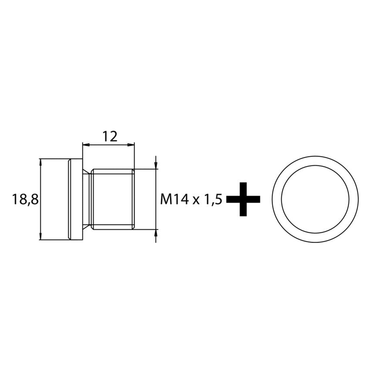 Kfz-Ölablassschraube M14 × 1,5 × 12 mit Dichtring, Innensechskant: Produktansicht