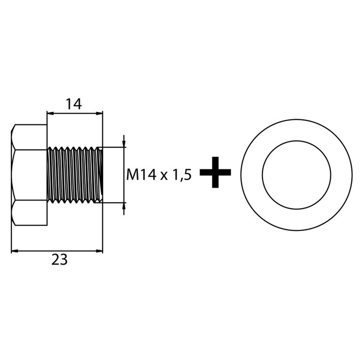 Kfz-Ölablassschraube M14 × 1,5 × 14 mit Dichtring, Stahl verzinkt: Produktansicht
