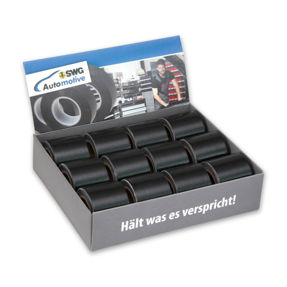 Panzergewebeband-Thekenaufsteller, schwarz, 50 mm × 5 m: Produktansicht