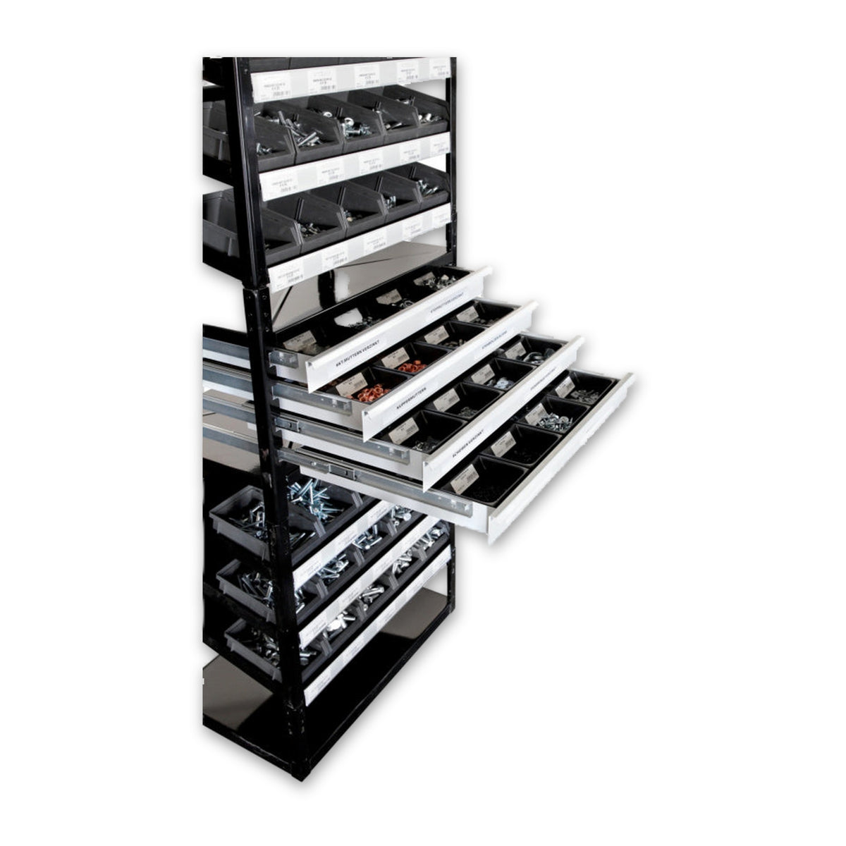 Werkstattregal DIN- und ISO-Teile schwarz, 1.620 × 540 × 360 mm: Produktansicht
