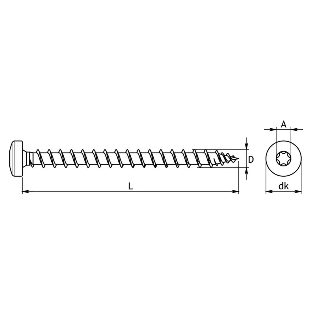 HOX Profiholzschraube HX Pan Head mit Bit, Vollgewinde, verzinkt: Produktansicht