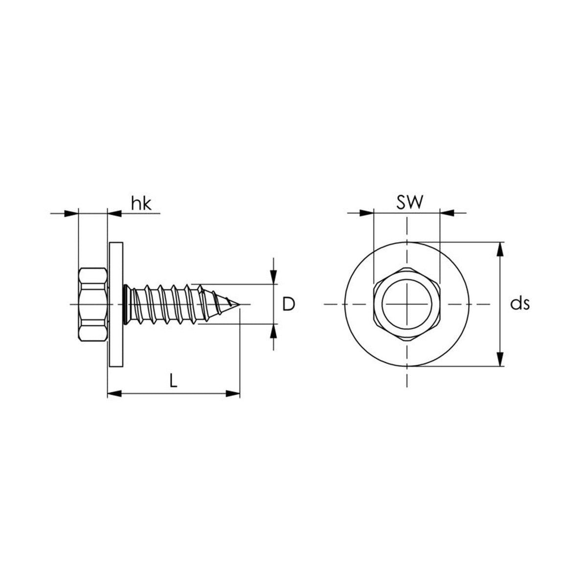 Kfz-Kombischraube 4,8 × 16, Scheibe 15 mm, Zink-Lamelle silber: Produktansicht