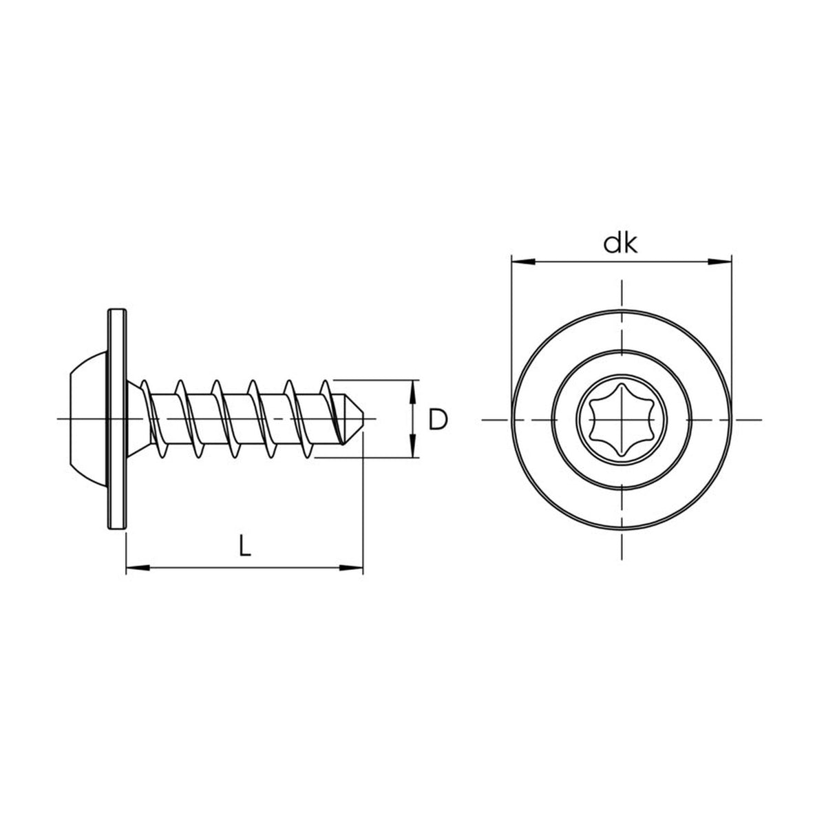 Kfz-Bundschraube, Stahl deckbeschichtet, 6 × 18,3 mm: Produktansicht