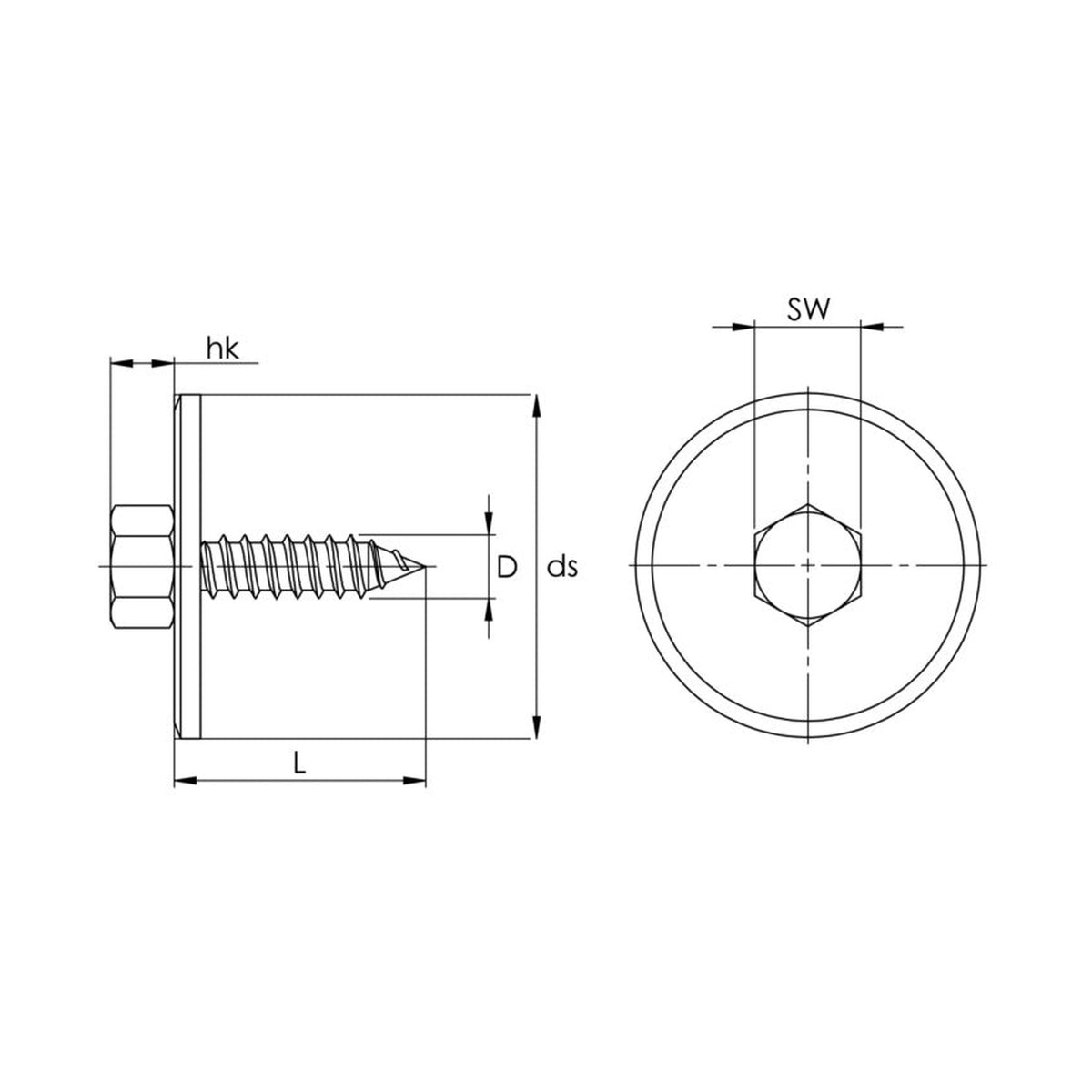 Kfz-Kombischraube mit fester Scheibe, 4,8 × 19 mm, schwarz verzinkt: Produktansicht