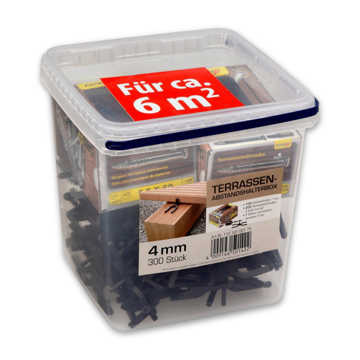 Terrassenabstandshalter-Set mit Schrauben schwarz, 5,5 × 60 mm: Produktansicht