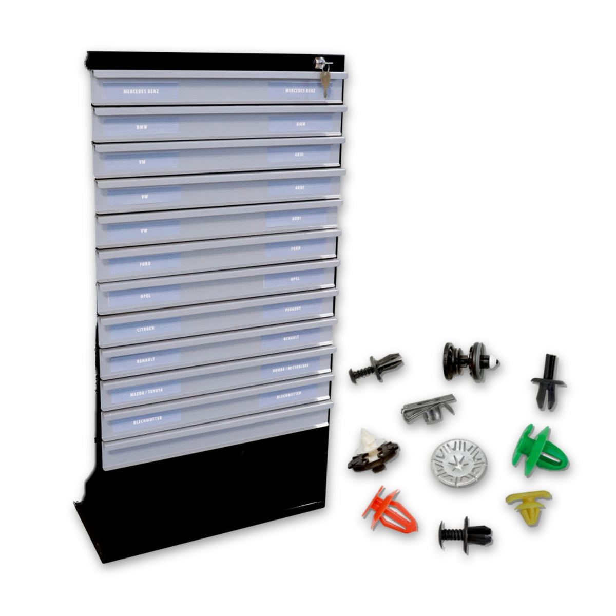 Werkstattregal Clips und Klammern bestückt, 1.165 × 540 × 345 mm: Produktansicht