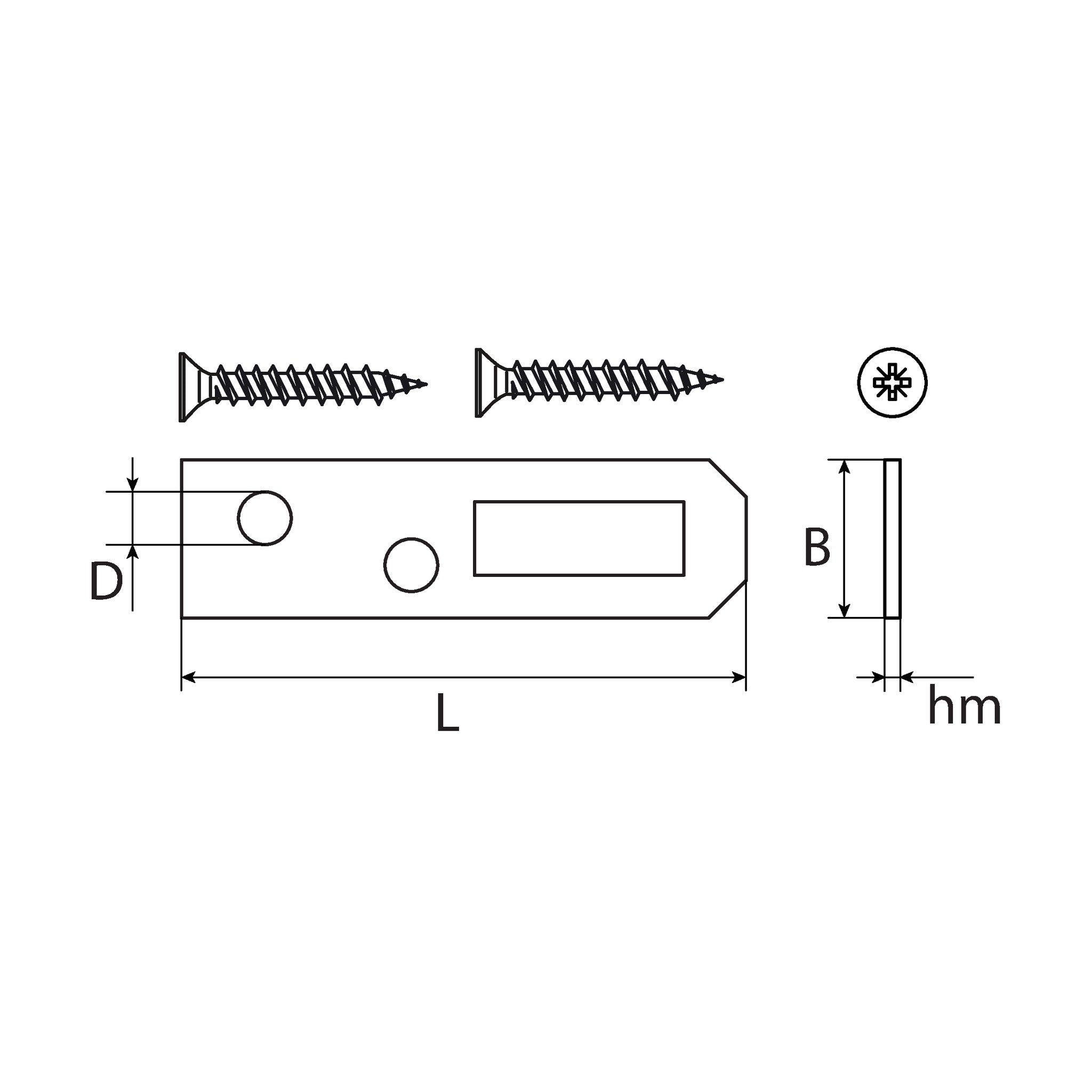 Aufhängelasche, Stahl verzinkt, 60 × 13 × 1 mm: Produktansicht