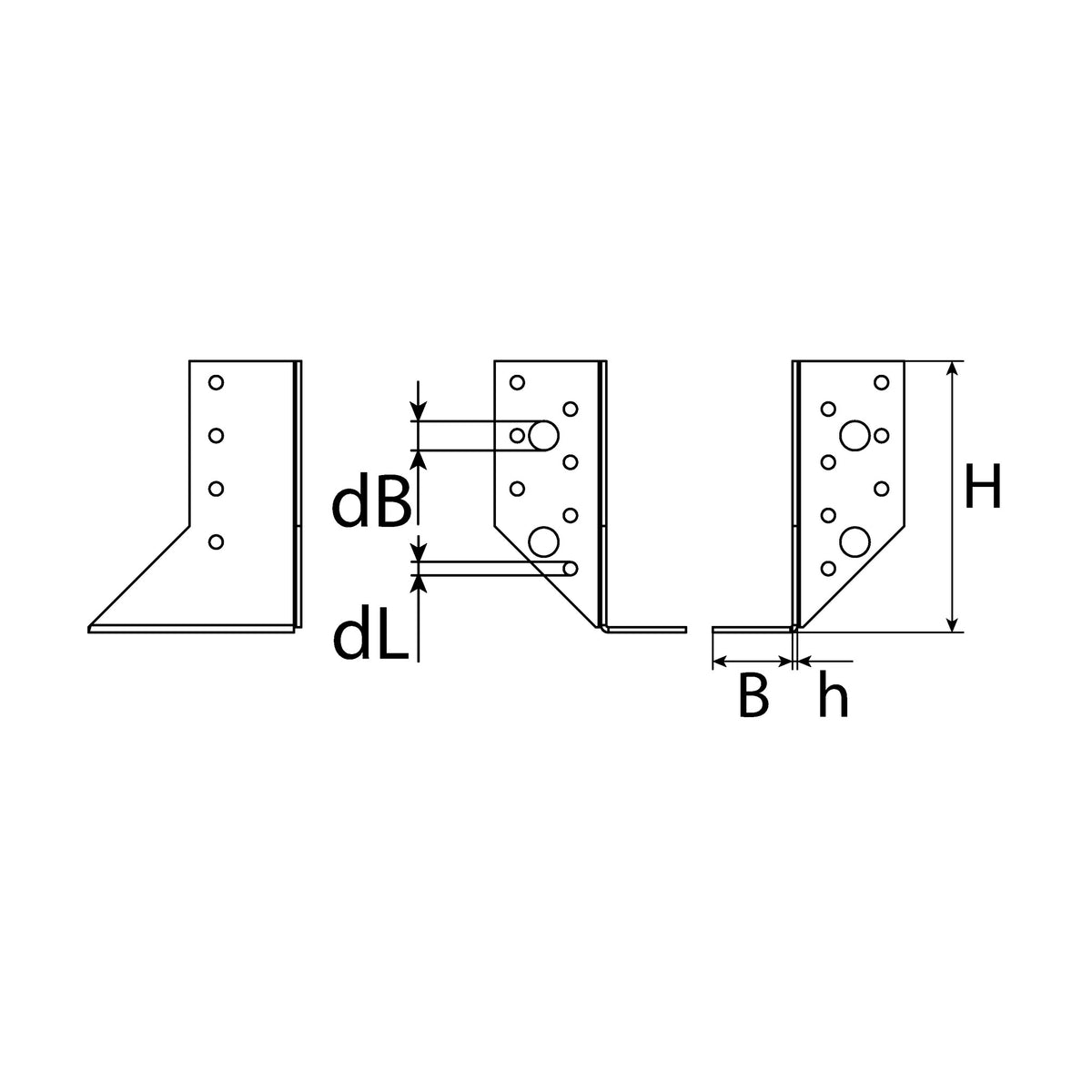 Balkenschuh 2-teilig, Stahl sendzimirverzinkt, 30 × 140 × 2 mm: Produktansicht