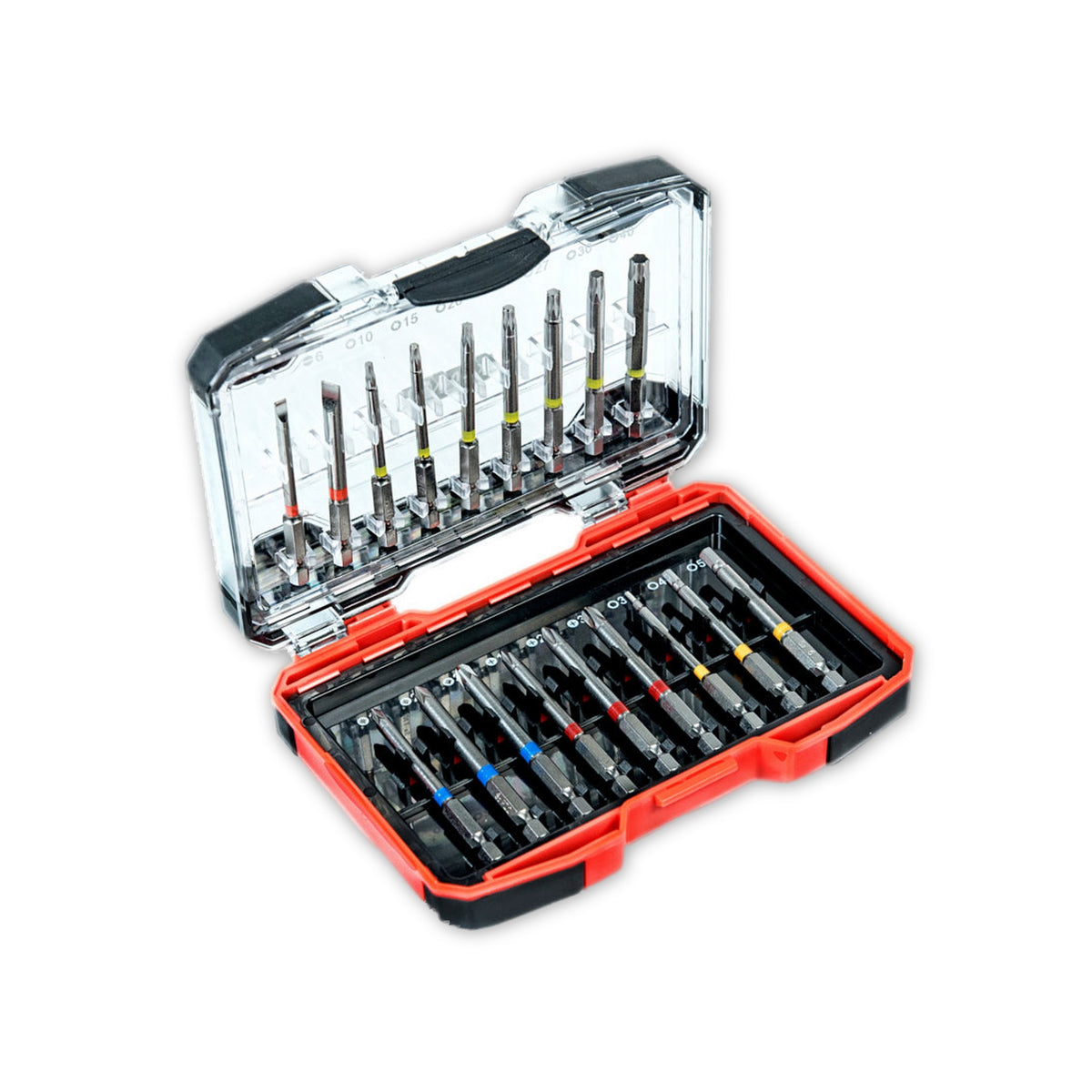 Bit-Satz lange Ausführung, Kunststoff-Klappbox, 1/4 Zoll, 18-teilig: Produktansicht