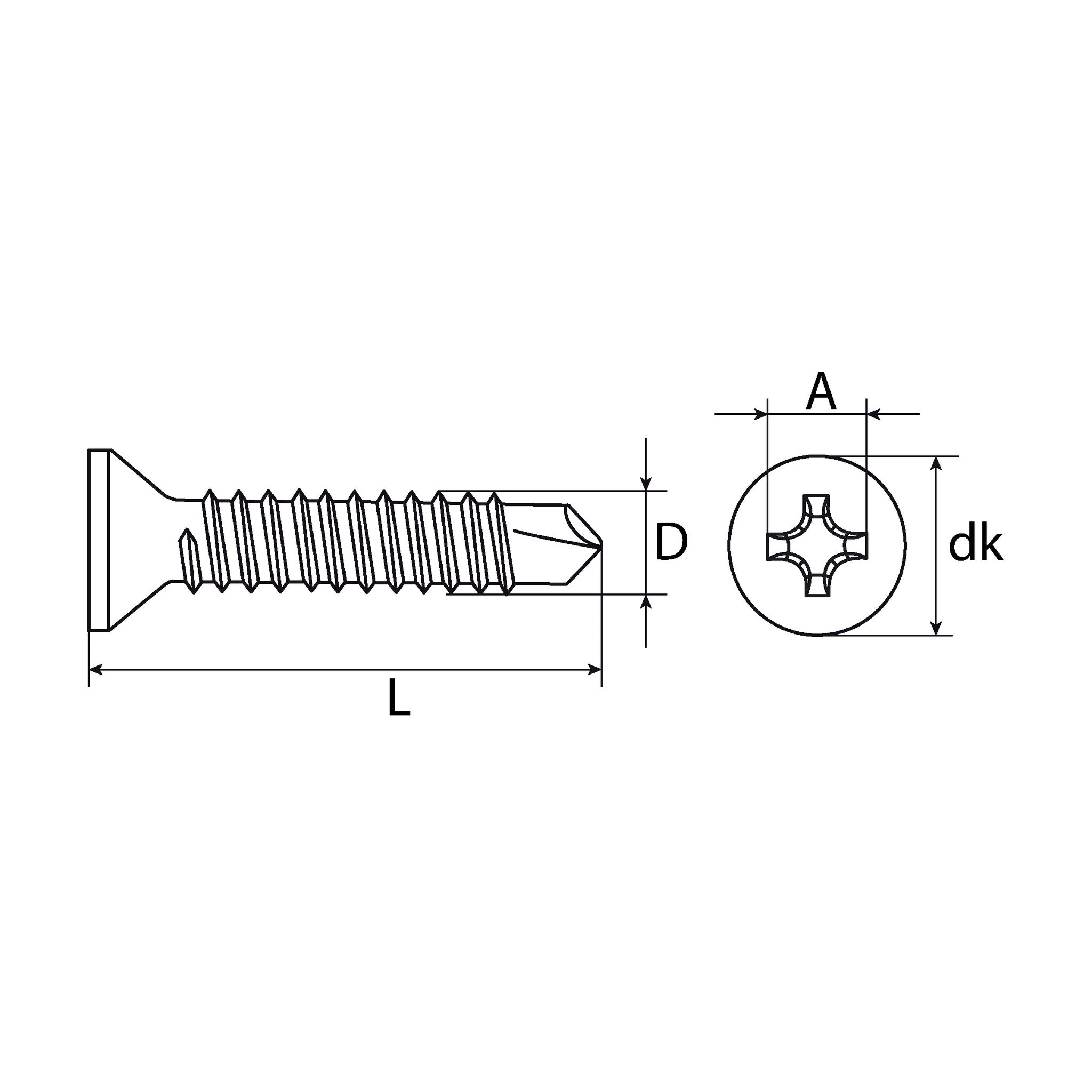 Bohrschraube PH Senkkopf, Edelstahl C1, 4,2 mm: Produktansicht