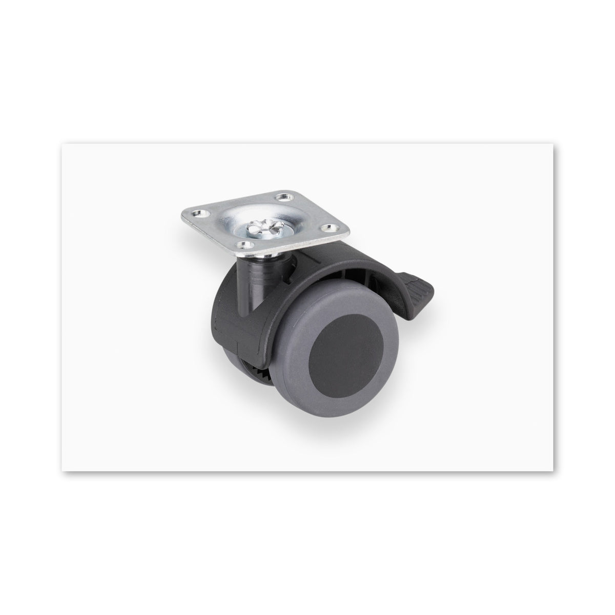 Doppelrolle mit Platte und Feststeller für Parkett, 40 mm: Produktansicht