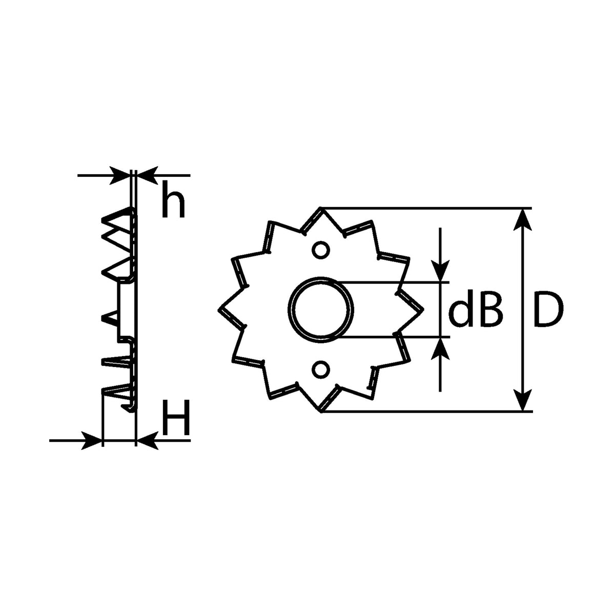 Einpressdübel einseitig, Stahl feuerverzinkt, 62 mm: Produktansicht