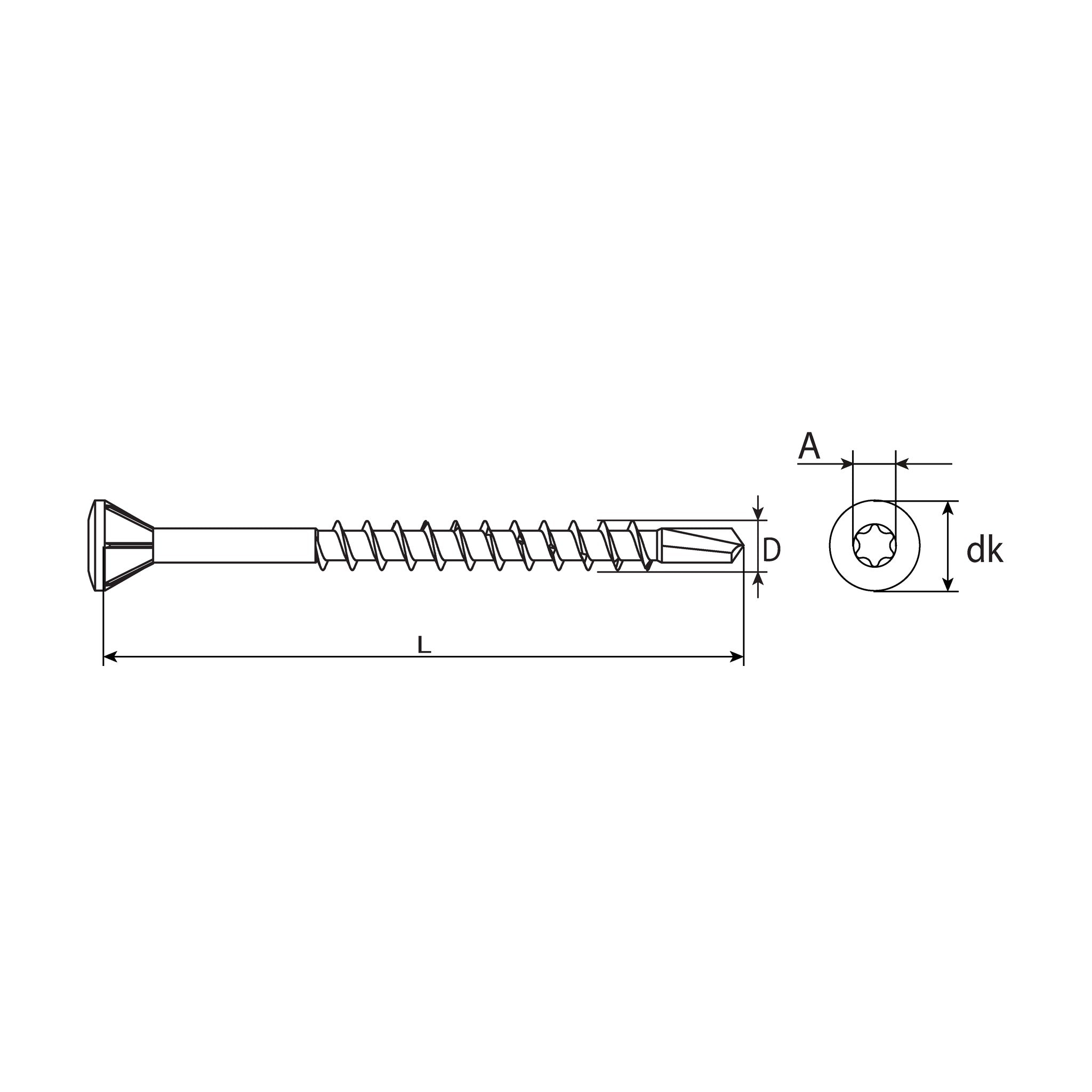 Fassadenprofilschraube TX Senkkopf, Edelstahl A2, 3,2 mm: Produktansicht