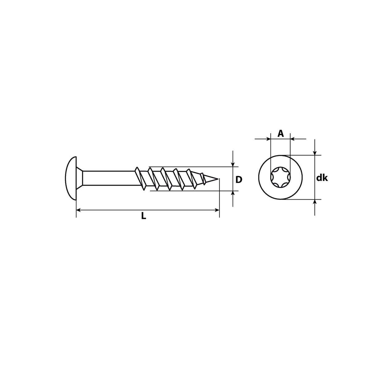 Fassadenschraube TX Flachrundkopf mit Bit, Edelstahl A4, 5,5 mm: Produktansicht