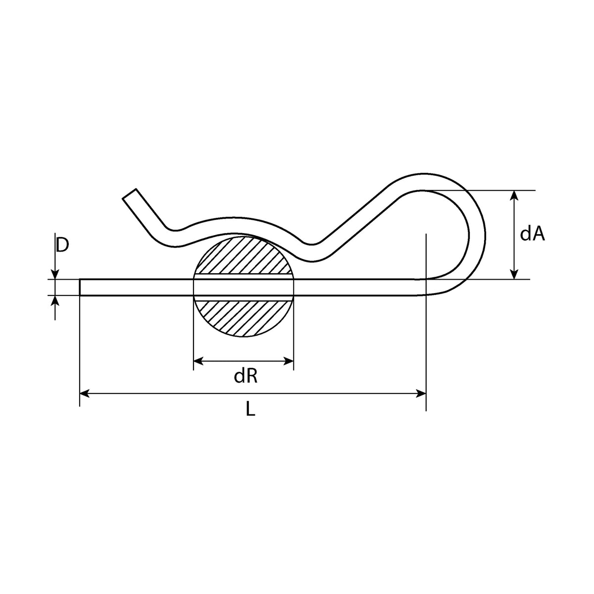 Federstecker einfache Ausführung, Stahl verzinkt: Produktansicht