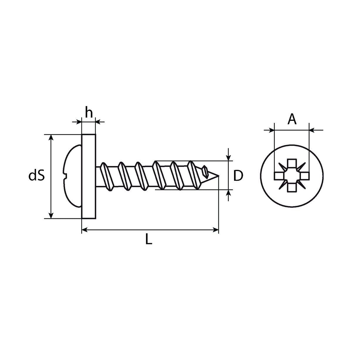 Fensterbankschraube PZ Pan Head mit Scheibe, Edelstahl A2, 3,9 mm: Produktansicht