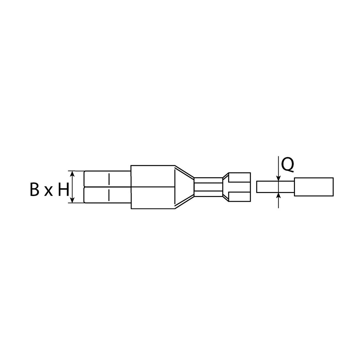 Flachfederstecker mit Rastnase unisoliert, Kupfer, 2,8 × 0,8 mm: Produktansicht