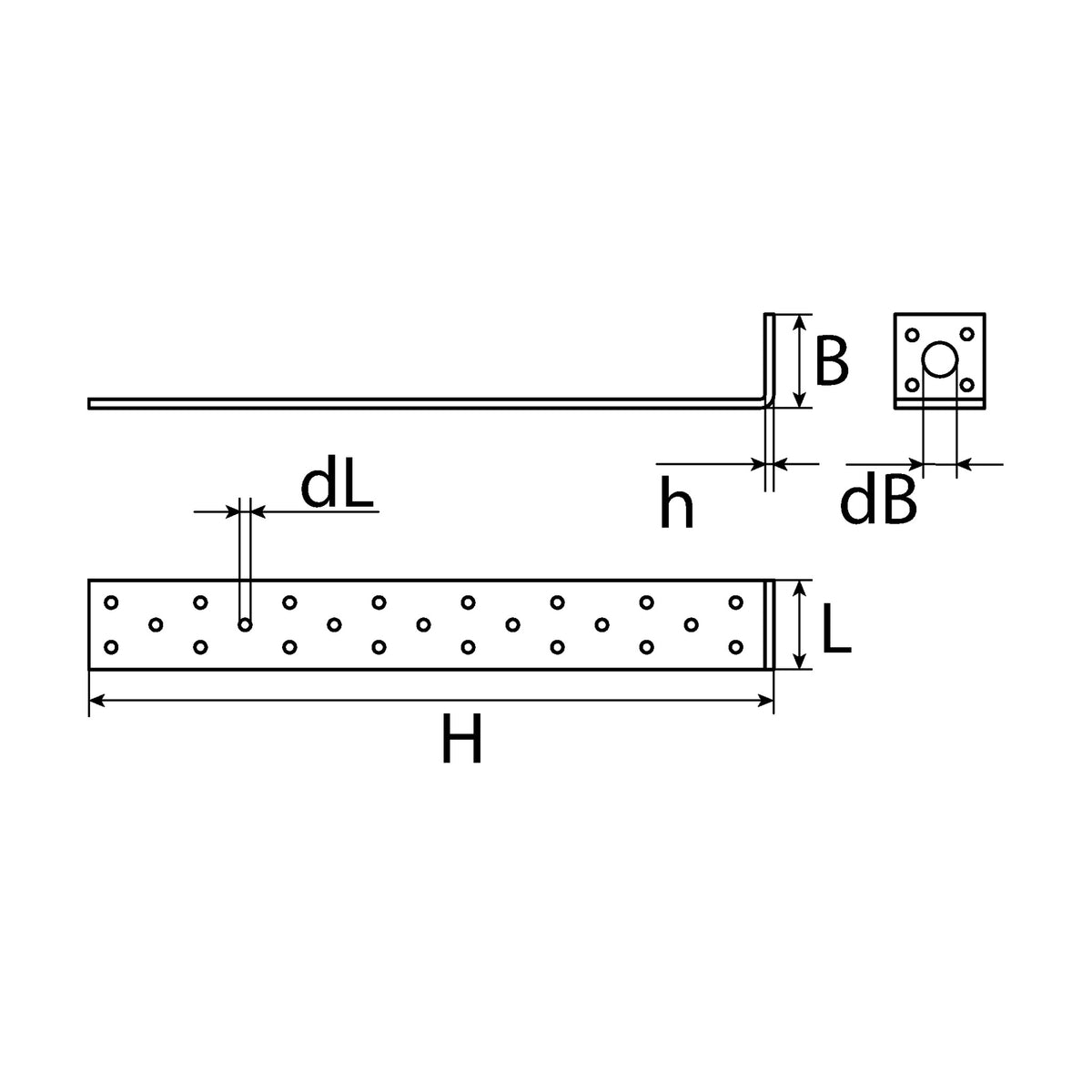 Flachstahlanker leicht, Stahl sendzimirverzinkt, 40 × 40 × 2 mm: Produktansicht