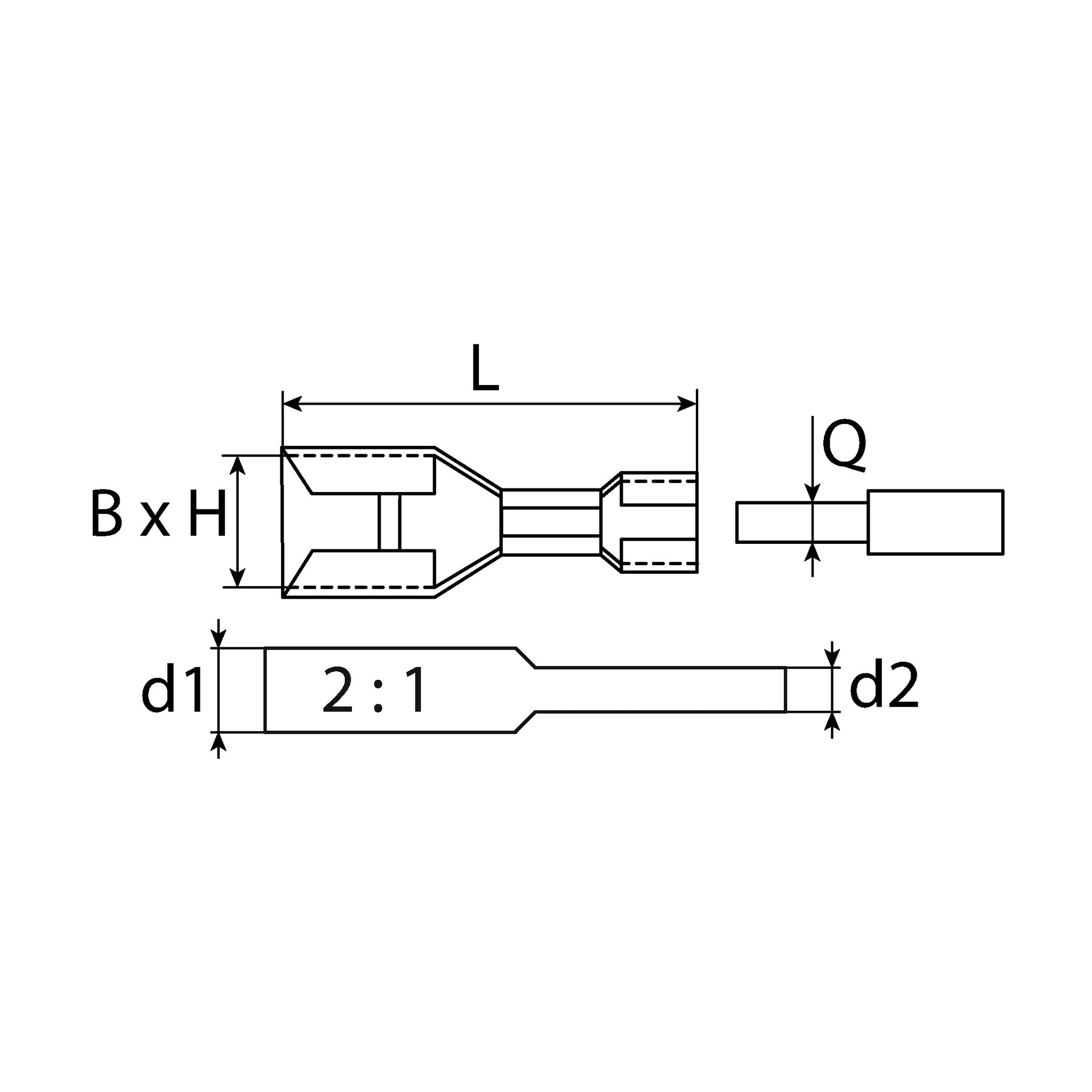 Flachsteckhülsen-Set mit Wärmeschrumpfschlauch, 2,8 mm, 4-teilig: Produktansicht
