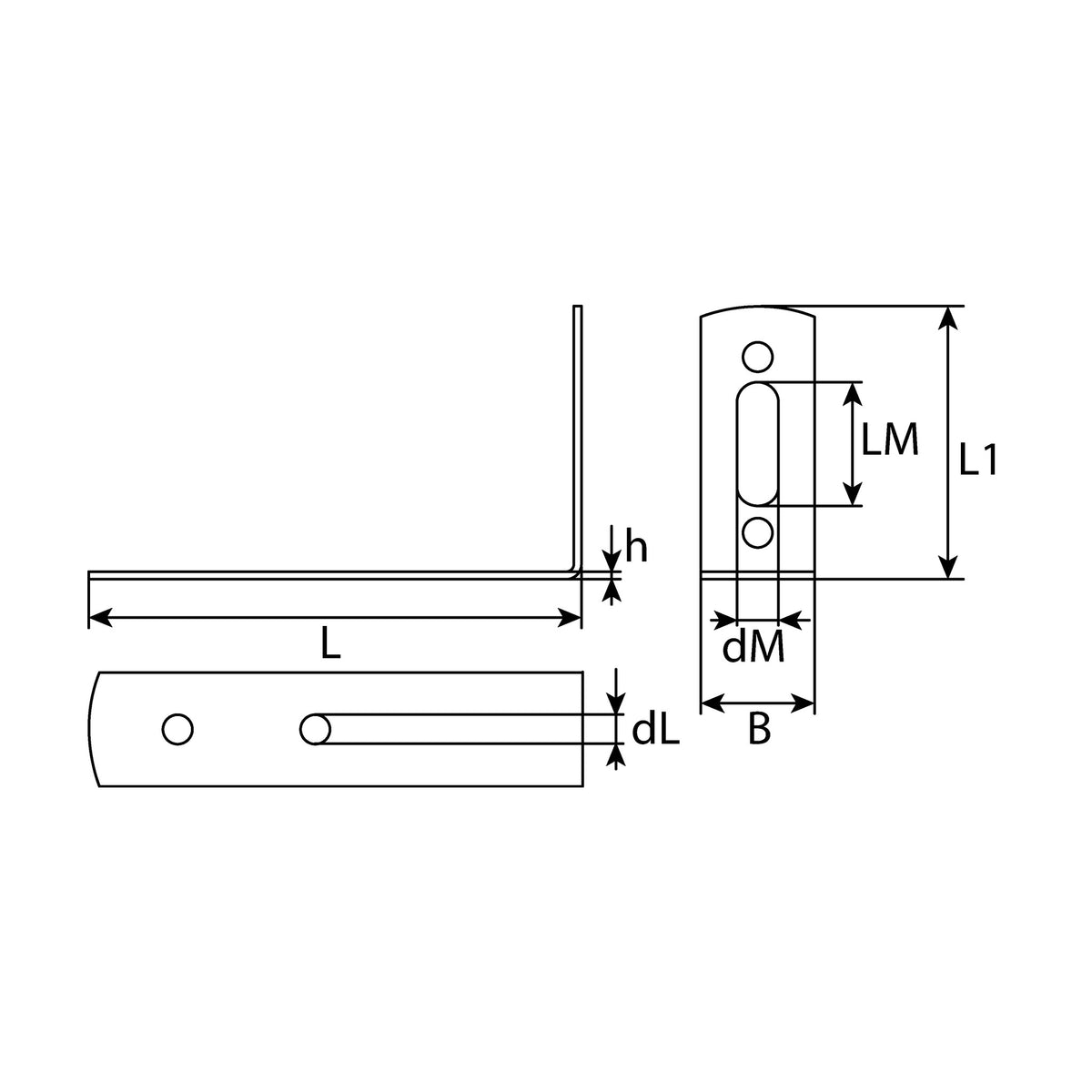 Gardinenwinkel, Stahl verzinkt, Breite 17 mm, Materialstärke 3,5 mm: Produktansicht