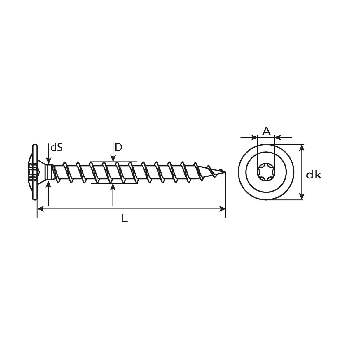 Holzbauschraube TX Tellerkopf, Vollgewinde, Edelstahl A2, 8 × 80: Produktansicht