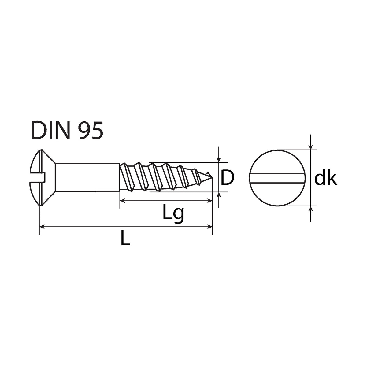Holzschraube SZ Linsensenkkopf, Messing blank, DIN 95: Produktansicht
