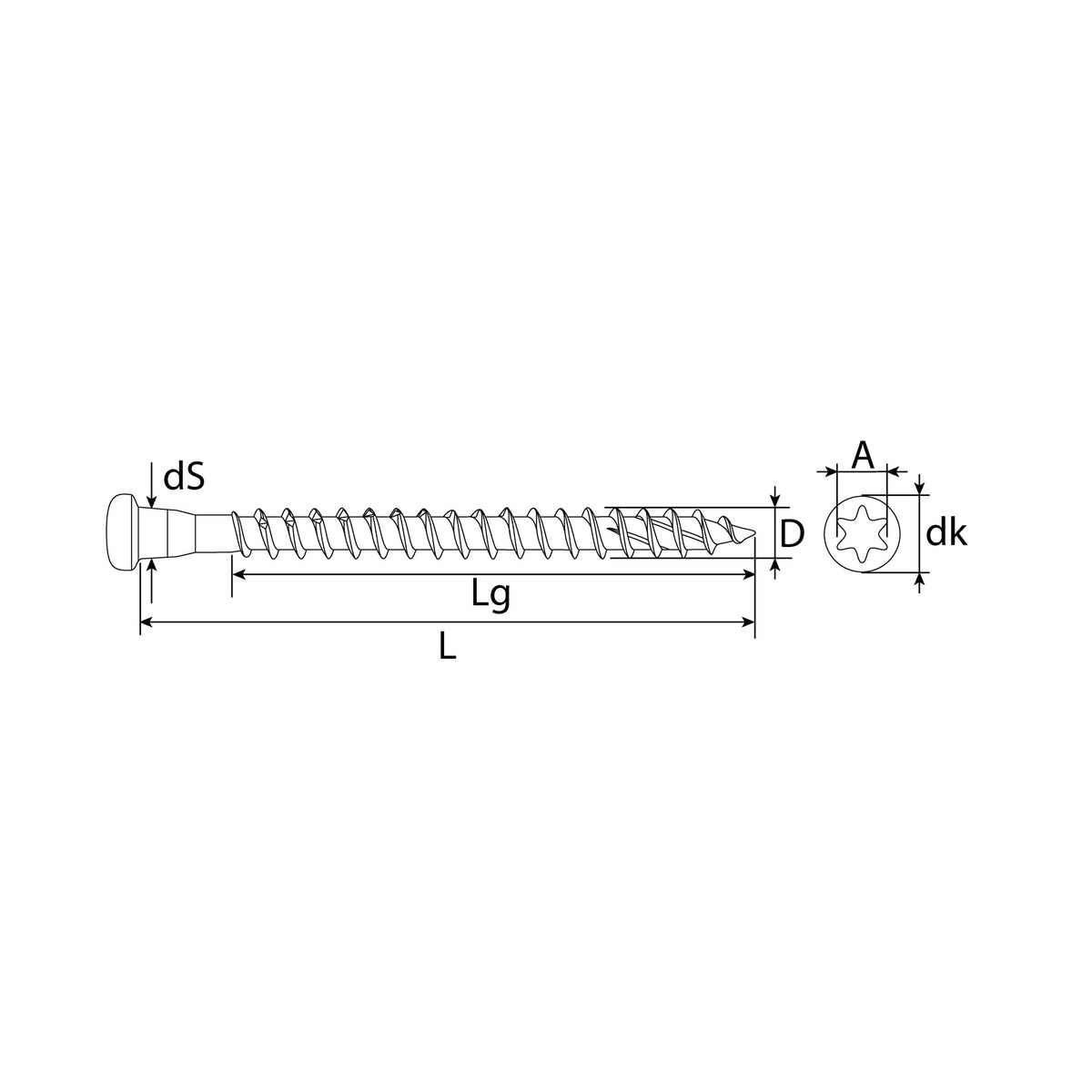 Holzverbinderschraube TX Pan Head, Stahl verzinkt, 5 mm: Produktansicht