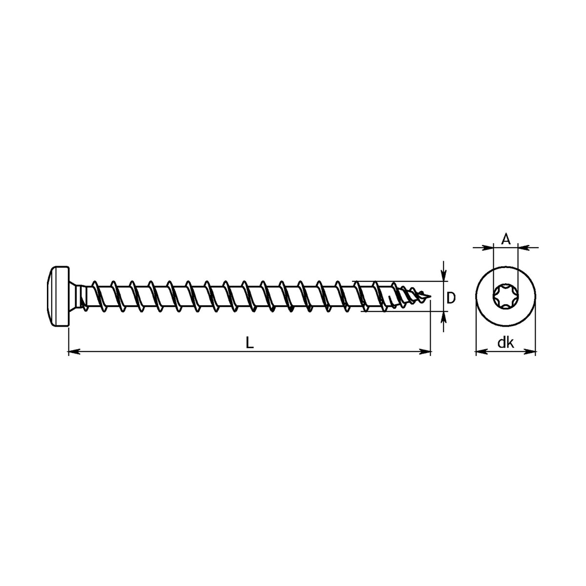 HOX Profiholzschraube HX Pan Head mit Bit, Vollgewinde, verzinkt: Produktansicht
