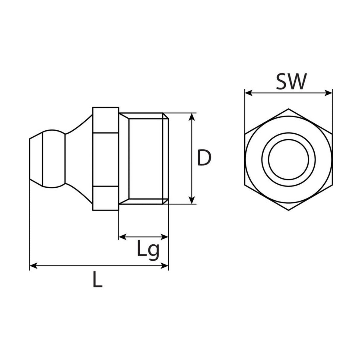 Hydraulikschmiernippel H1 gerade, Stahl verzinkt, DIN 71412: Produktansicht
