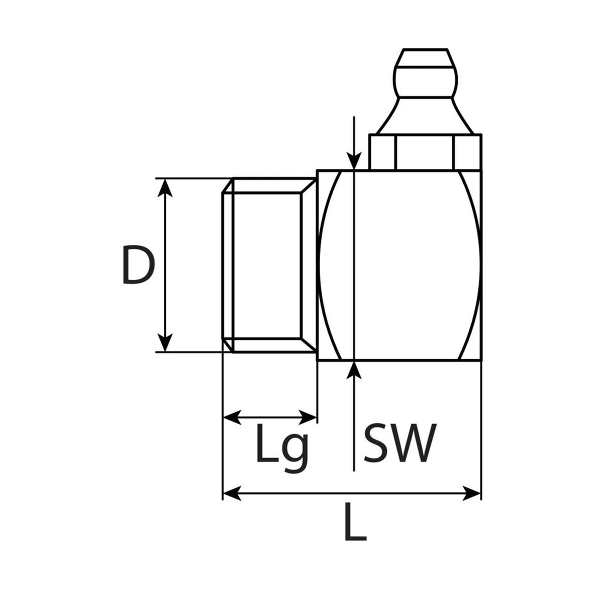 Hydraulikschmiernippel H3, Stahl verzinkt, DIN 71412, Länge 18 mm: Produktansicht
