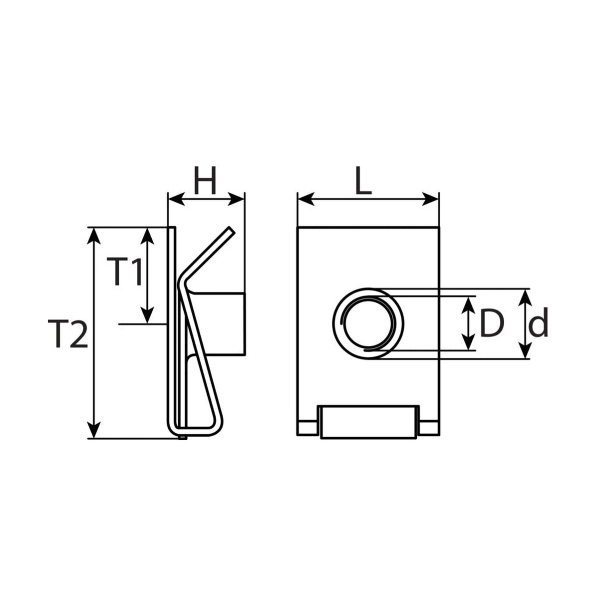 Kfz-Blechmutter, Stahl, Innendurchmesser 8 mm: Produktansicht
