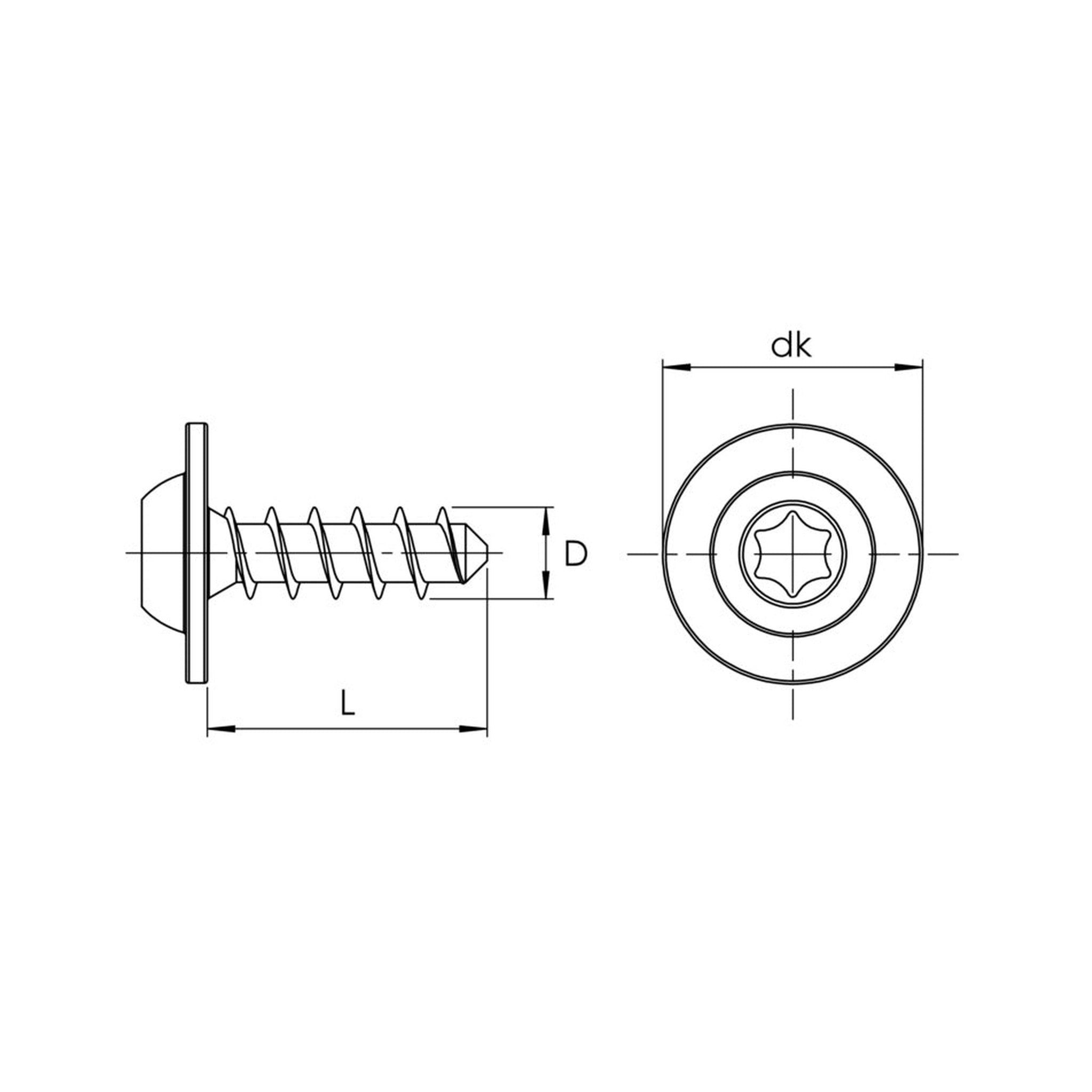 Kfz-Bundschraube, Stahl deckbeschichtet, 6 × 18,3 mm: Produktansicht