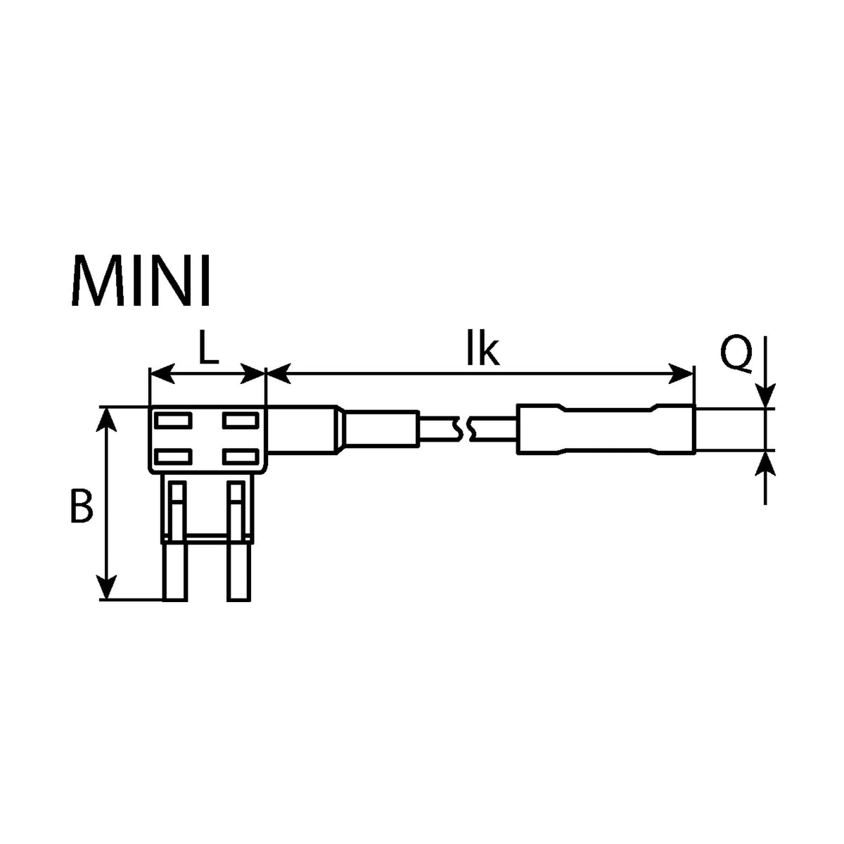 Kfz-Flachstecksicherungsadapter mit Kabel, 15 A, 1,5 mm², 100 mm: Produktansicht