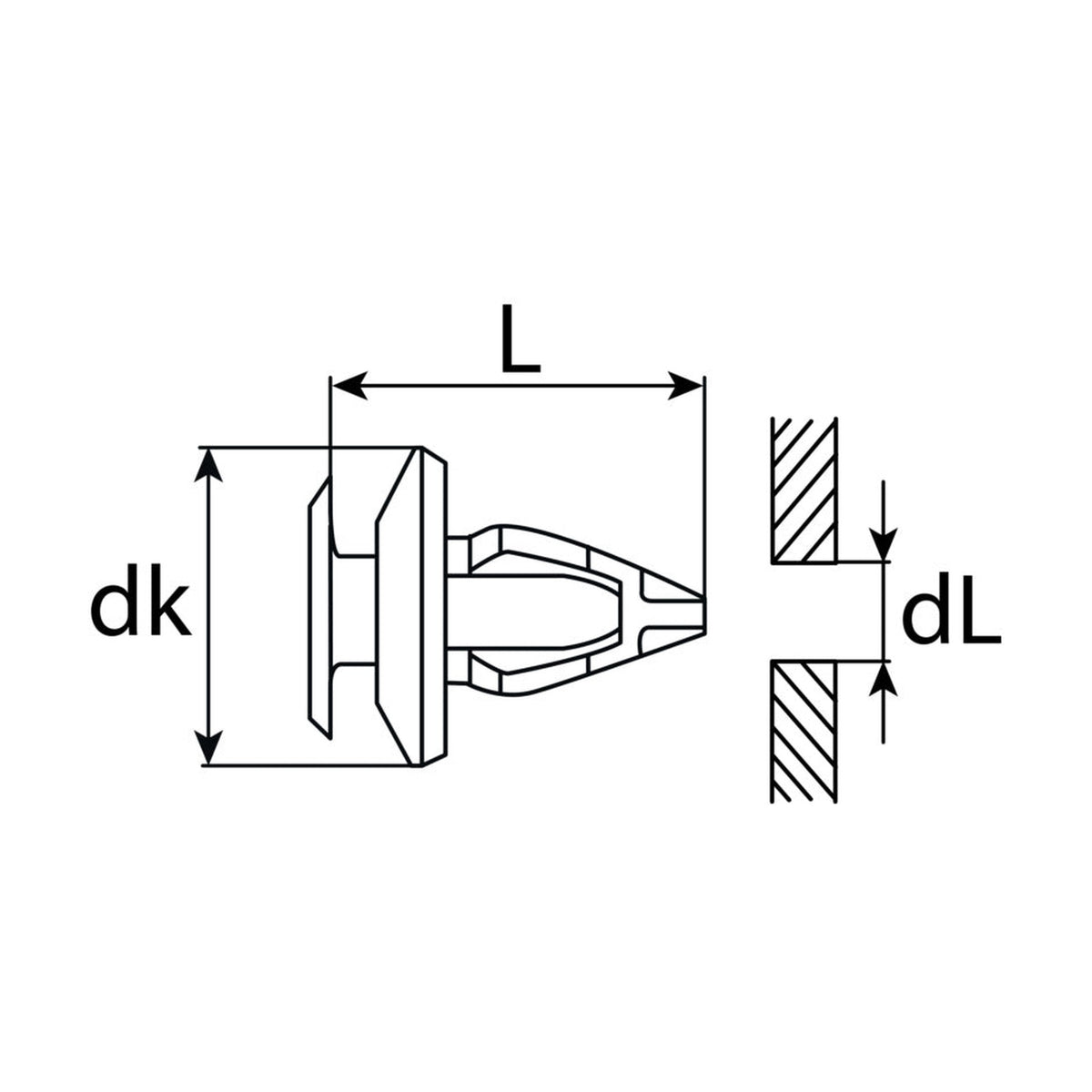 Kfz-Innenverkleidungsclip farblos, dk 18 mm, L 18 mm: Produktansicht