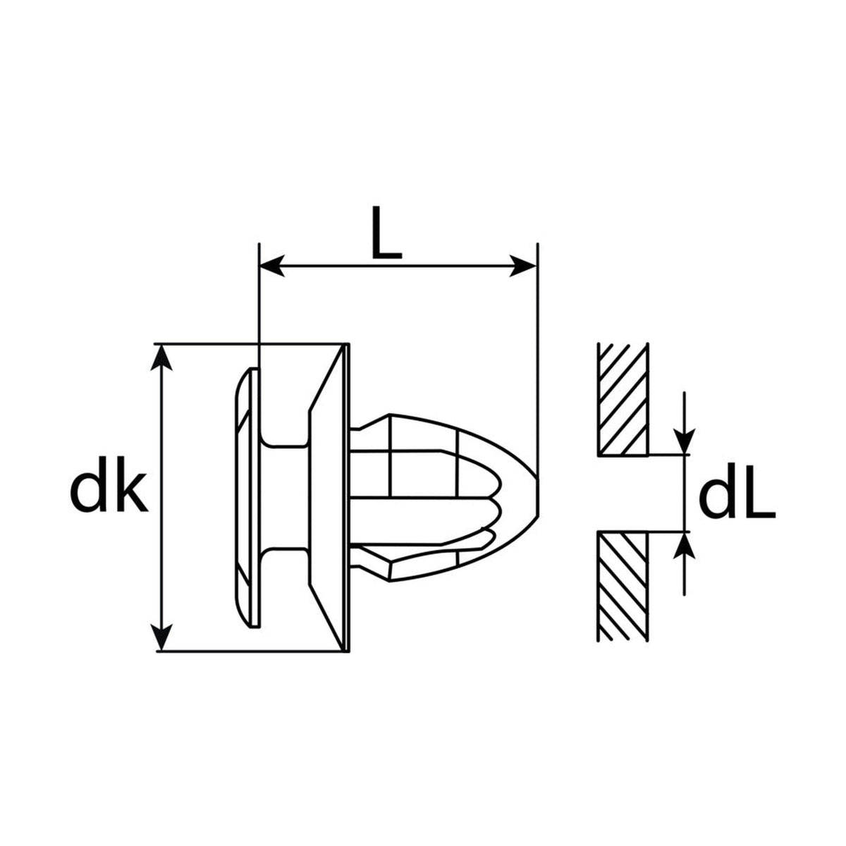 Kfz-Innenverkleidungsclip rot, dk 17 mm, L 13 mm: Produktansicht