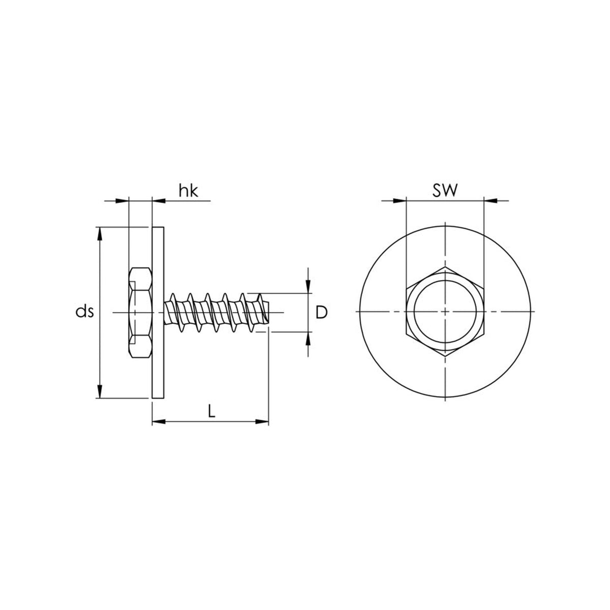 Kfz-Kombischraube schwarz verzinkt, Scheibe 22 mm, 5 × 15 mm: Produktansicht