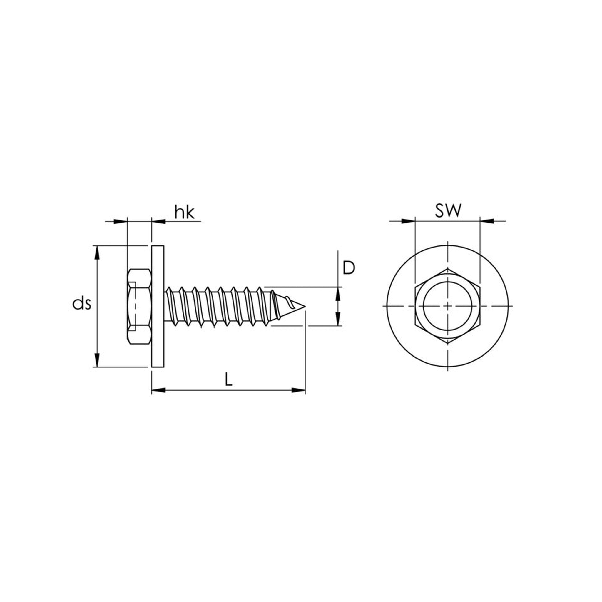 Kfz-Kombischraube, Stahl schwarz verzinkt, 4,8 × 19 mm: Produktansicht