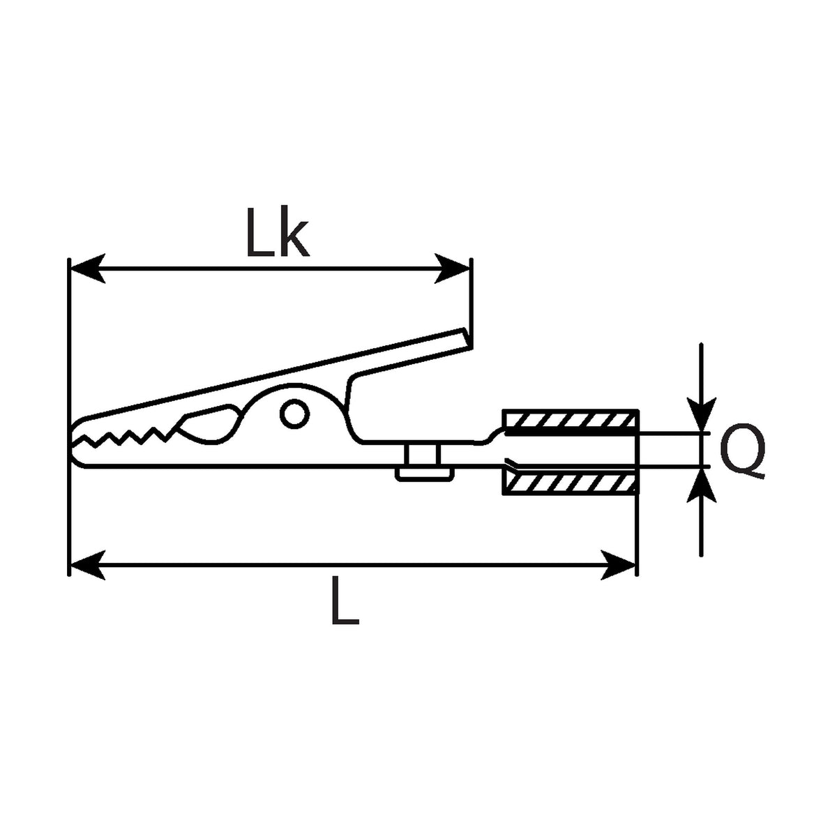 Kfz-Krokodilklemme teilisoliert, Stahl vernickelt, 4 mm², 50 mm: Produktansicht
