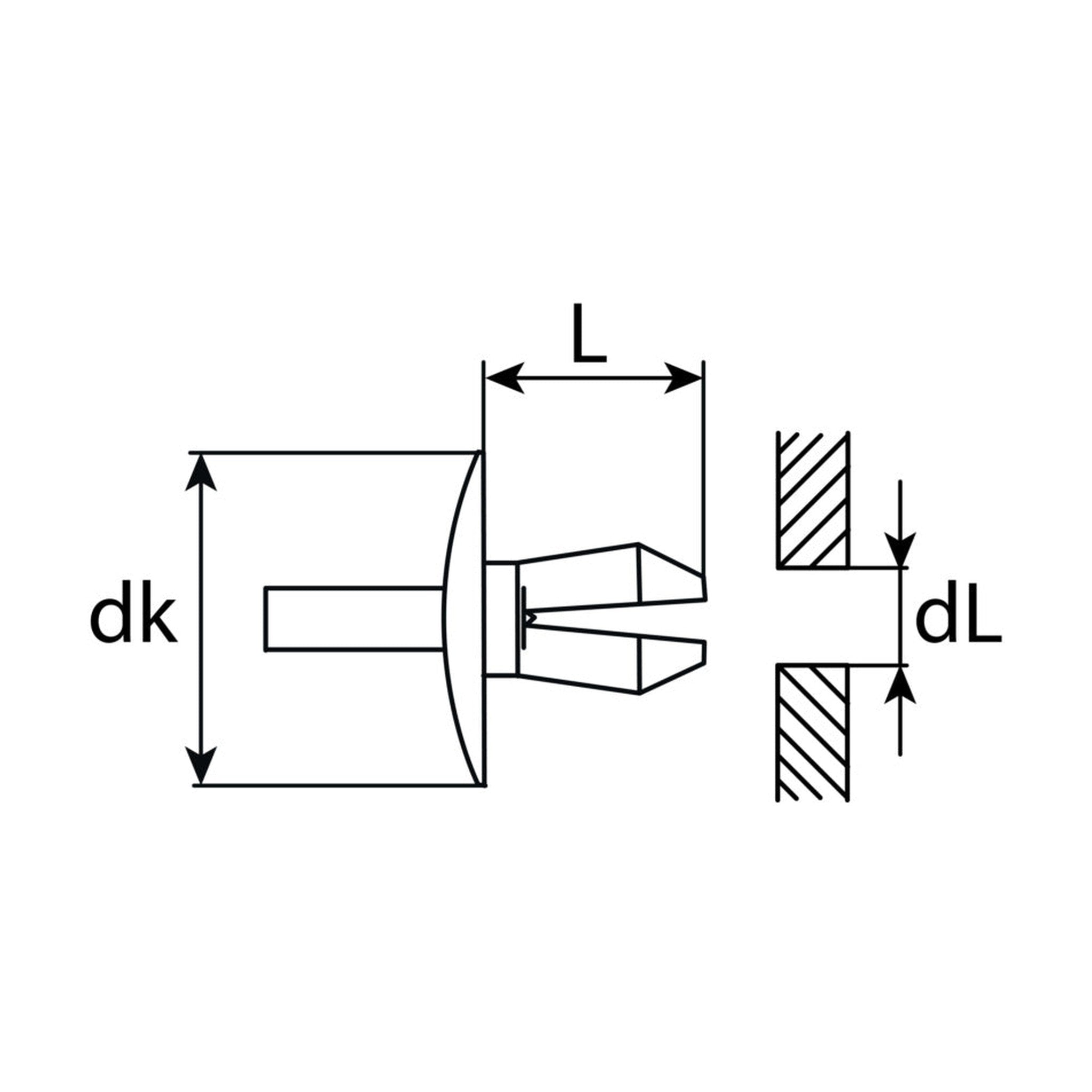 Kfz-Kunststoffspreizniet, 4 × 7 mm: Produktansicht
