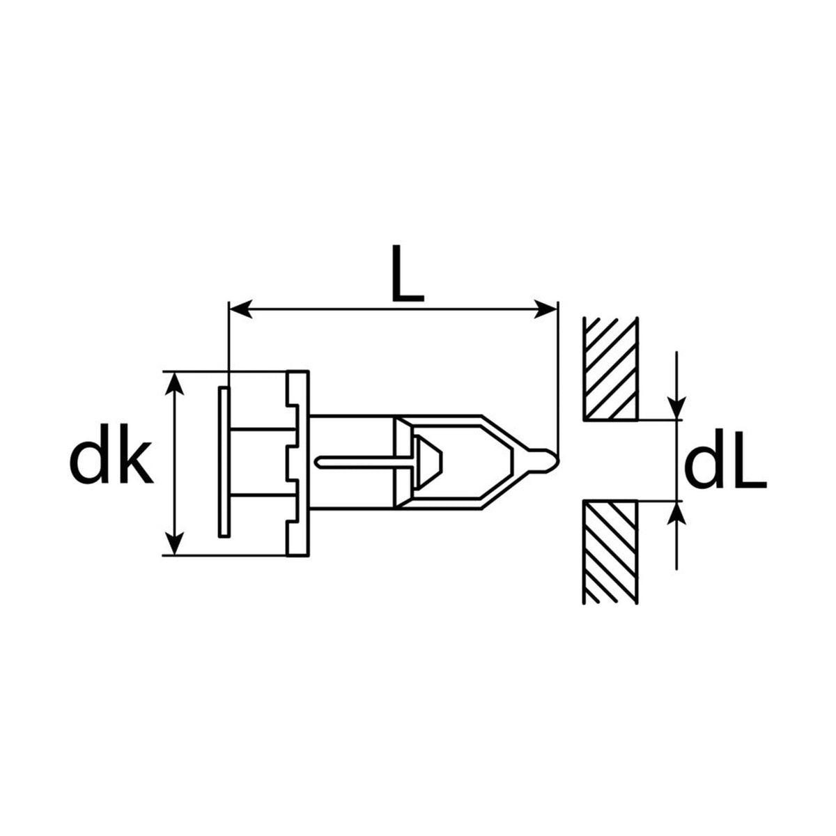 Kfz-Kunststoffspreizniet schwarz, dk 18 mm, L 30 mm: Produktansicht