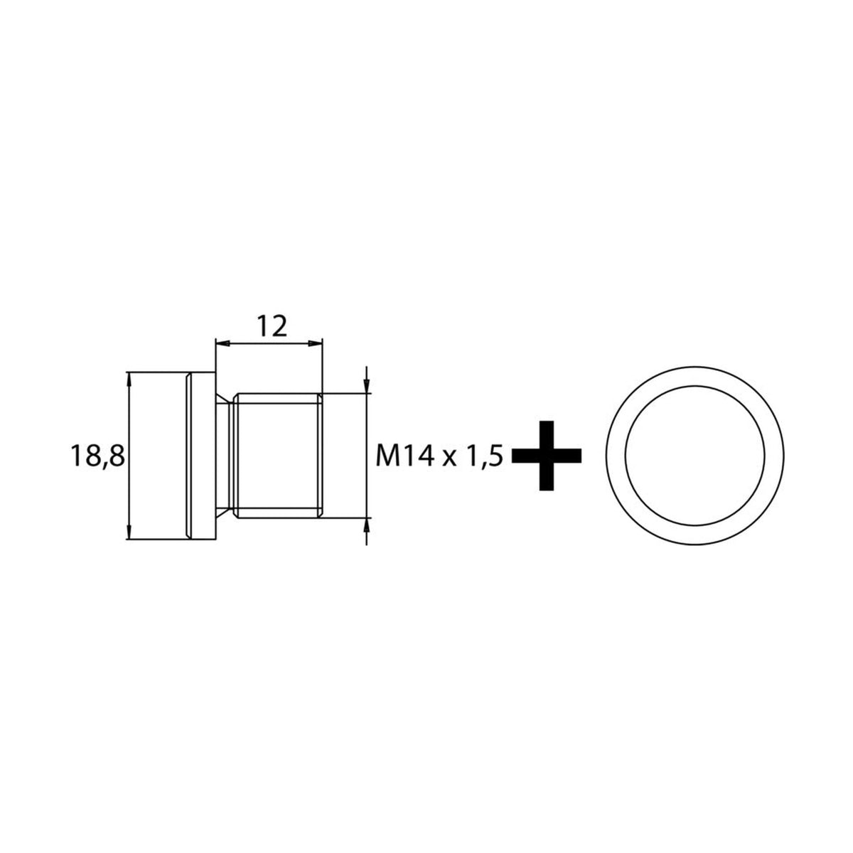 Kfz-Ölablassschraube M14 × 1,5 × 12 mit Dichtring, Innensechskant: Produktansicht
