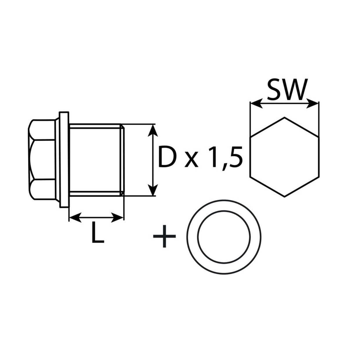 Kfz-Ölablassschraube M18 × 1,5 × 18 mit Dichtring, Stahl verzinkt: Produktansicht