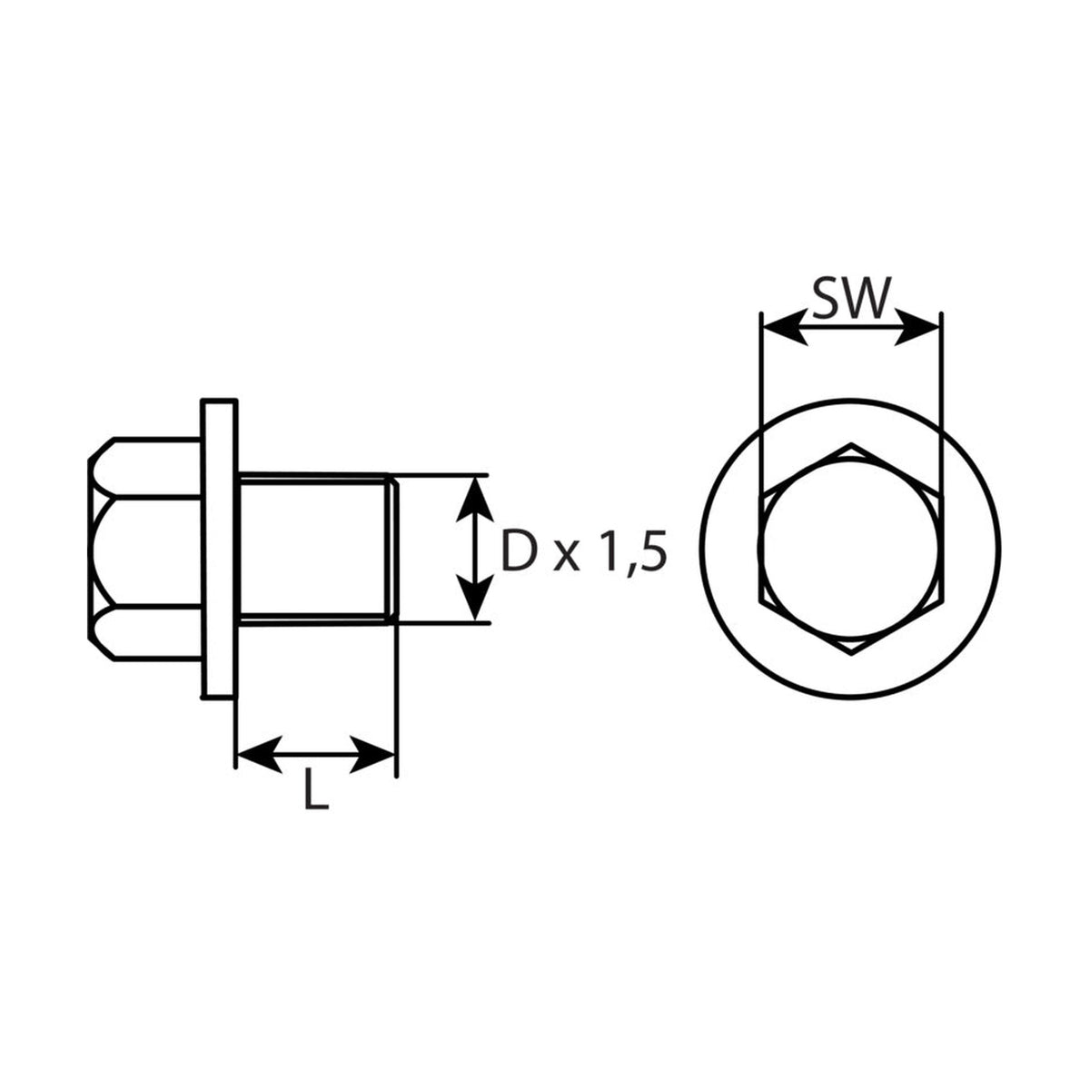 Kfz-Ölablassschraube M14 × 1,5 × 13 mit Dichtring, Stahl verzinkt: Produktansicht