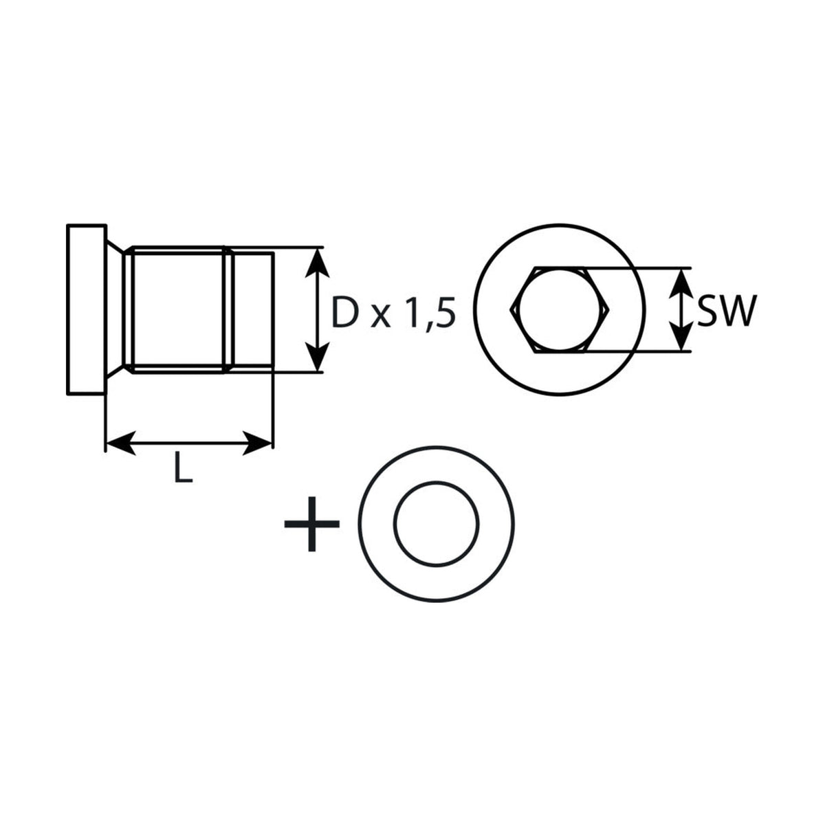 Kfz-Ölablassschraube M18 × 1,5 × 26 mit Dichtring, Stahl verzinkt: Produktansicht