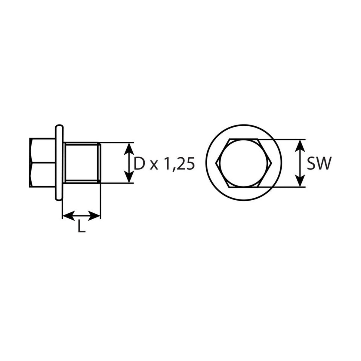 Kfz-Ölablassschraube M12 × 1,25 × 11 ohne Dichtring, Stahl verzinkt: Produktansicht