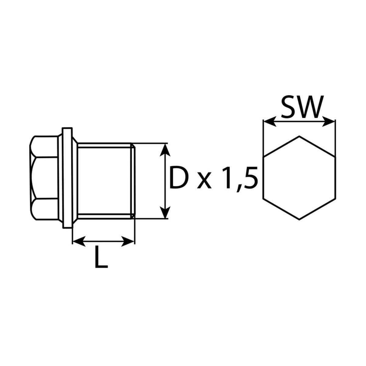 Kfz-Ölablassschraube M20 × 1,5 × 14 ohne Dichtring, Stahl verzinkt: Produktansicht