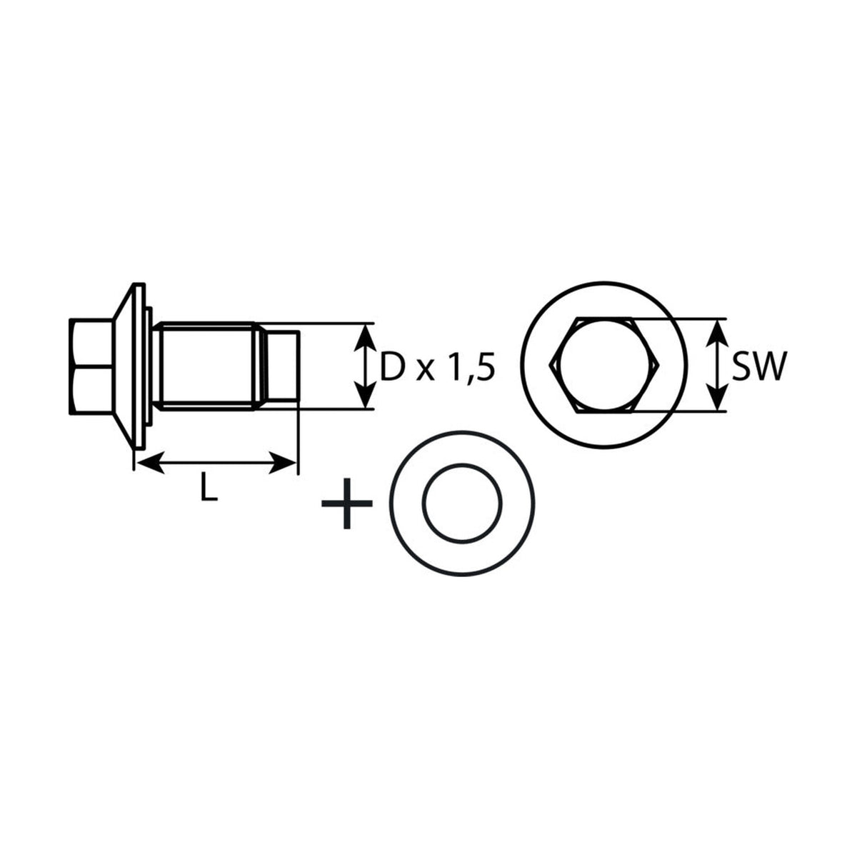 Kfz-Ölablassschraube M14 × 1,5 × 21, Stahl blank geölt: Produktansicht