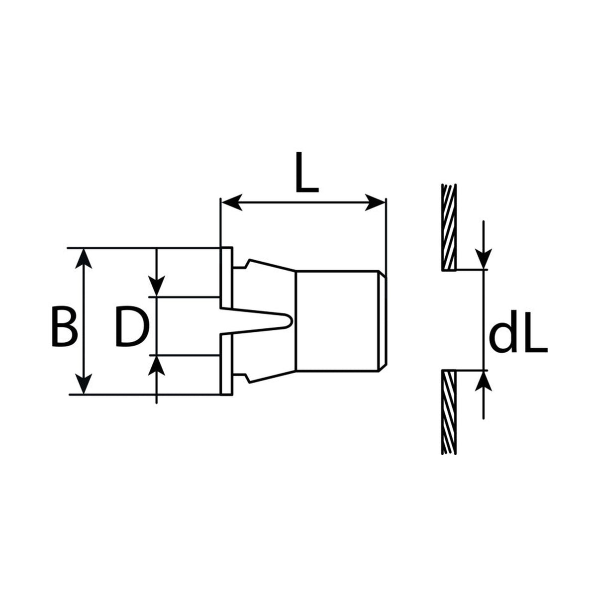 Kfz-Spreizmutter farblos, Kunststoff, dk 11 mm, L 12 mm: Produktansicht