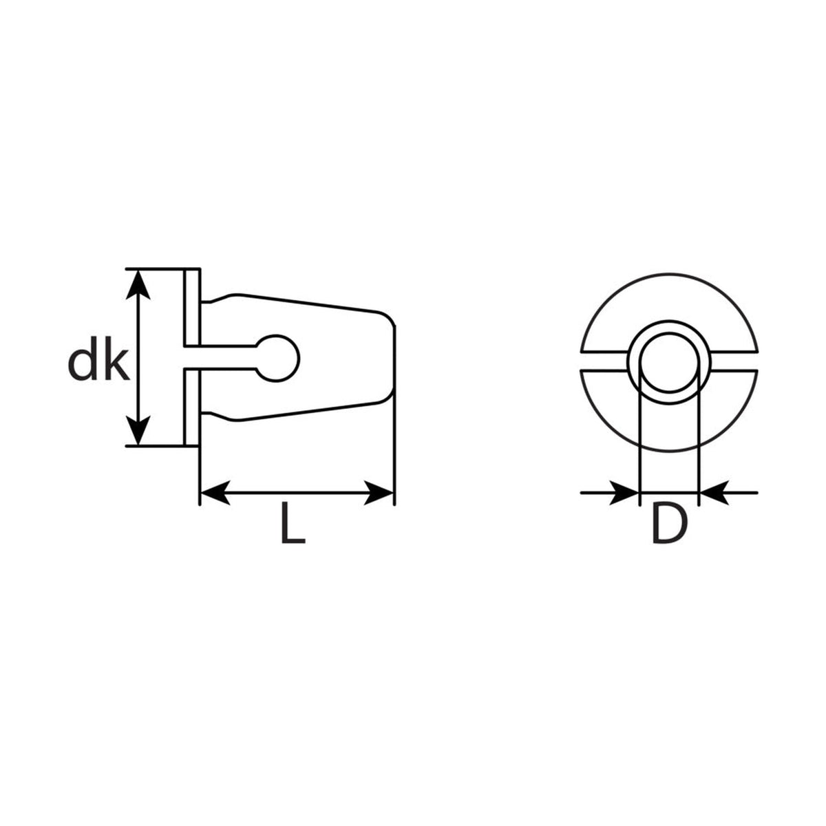 Kfz-Spreizmutter schwarz, dk 12 mm, L 12 mm: Produktansicht